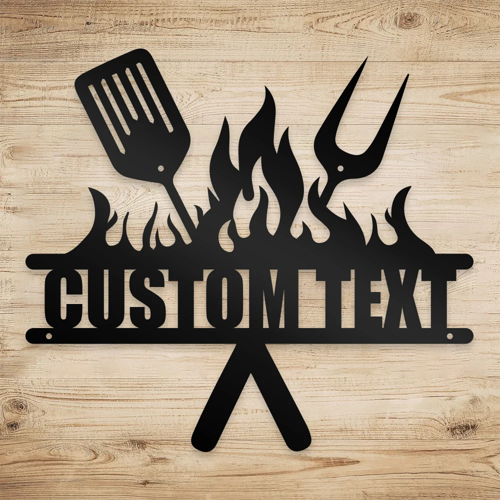 1PC Diy Barbecue kitchenware Customizable Text Iron Wall Signs For Restaurant Decor Custom Metal Wall Plaque Kitchen Room