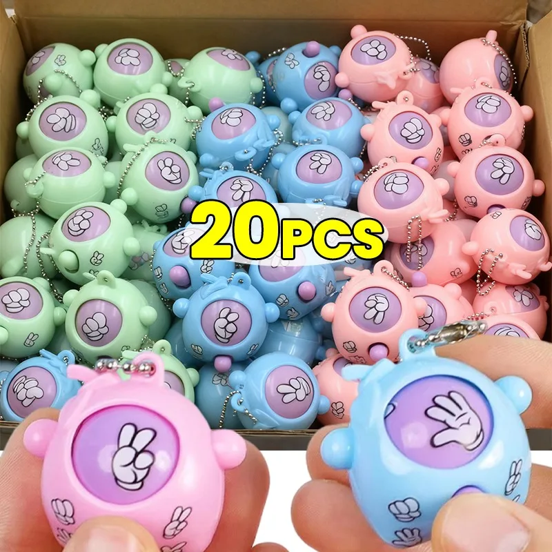 20pcs Creative Mini Fair Finger-guessing Game Rock Paper Scissors Play Toy Key Chain Pendant Children Fun Game Kids Gifts
