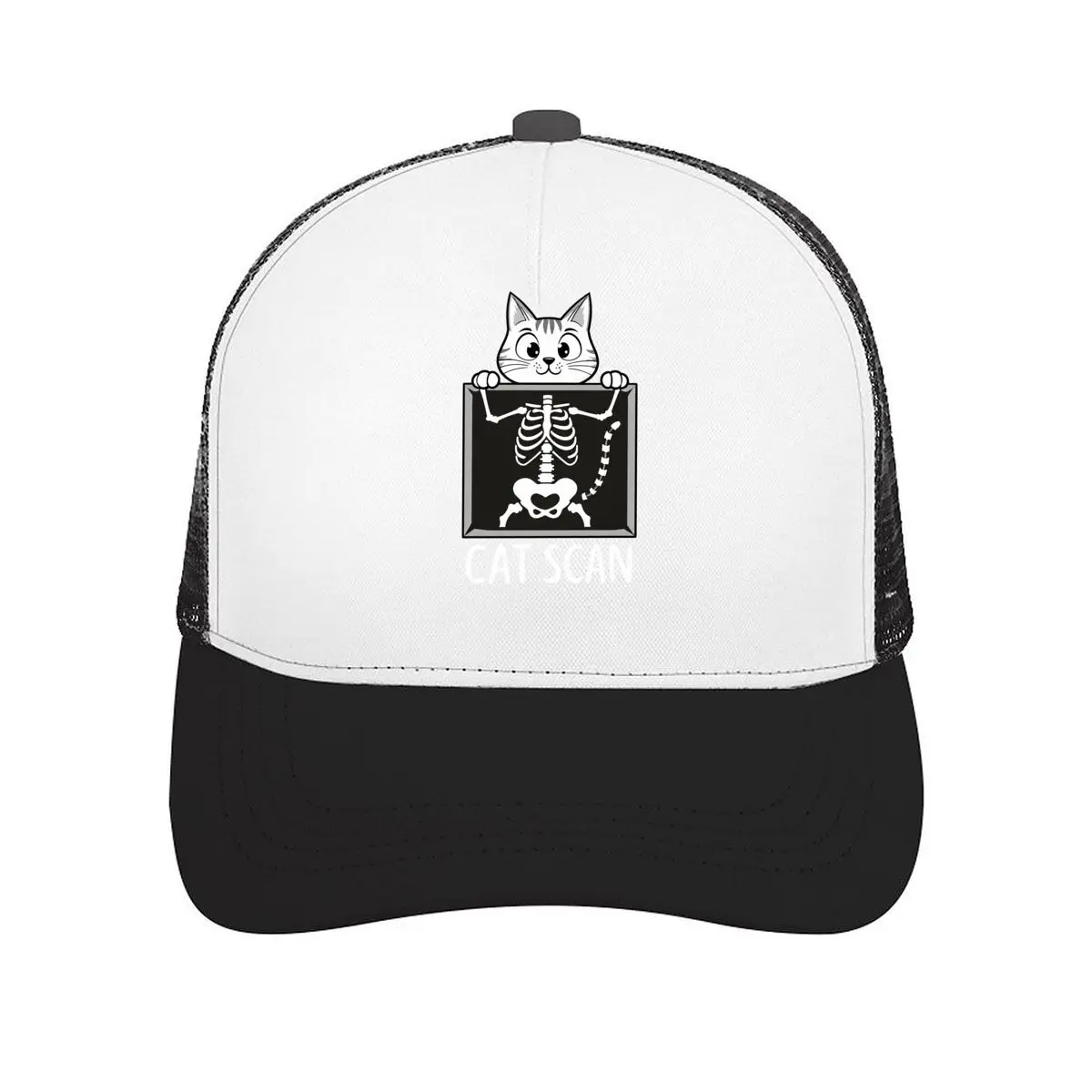 Cat Scan Funny Cartoon Cat Xray Skeleton Graphic Mesh Baseball Cap Casual Hat Outdoor