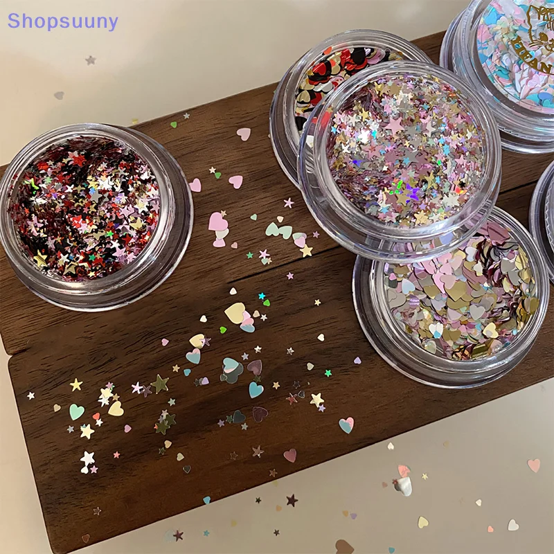 [SU]1 Box Glitter Star Nail Sequins 3D Charming Mixed Color Candy Colored Nail Flake Five-Point Star Nail Art Decor Diy Accessor