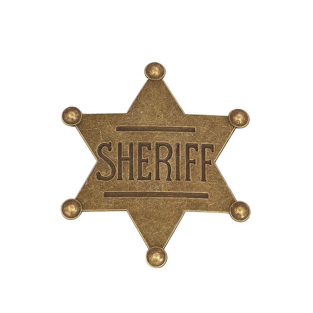 2 قطعة شارات دبابيس شريف المعادن السداسية شريف بروش قبعات رعاة البقر الغربية حفلة تأثيري الدعامة الديكور الإكسسوارات طفل هدية