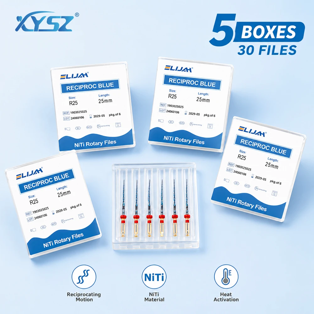 XYSZ 30Pcs/5Boxes Dental Reciproc Blue Endodontic Files 21/25/31mm R25/40/50 Dental Heat Activation Niti Rotary Root Canal Files