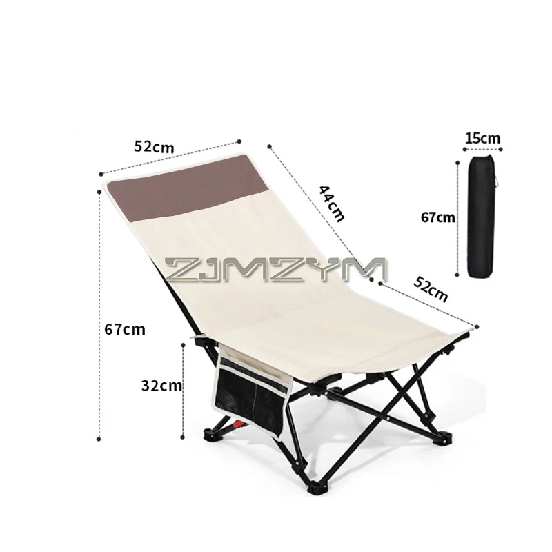 Folding Portable Beach Chair, Adjustable High Back Low Seat Lightweight Chairs for Beach Tent & Shelter & Camping, Side Pocket