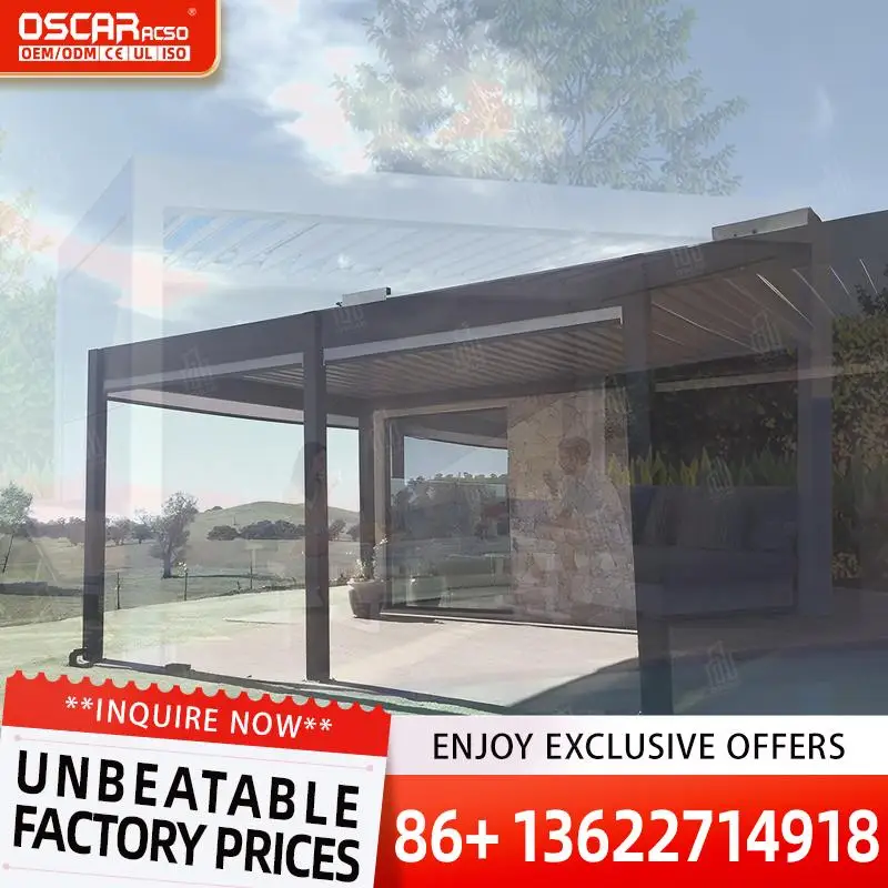 Outdoor Yard Electric Adjustable Motorized Bioclimatic Louvered Aluminum Canopy Gazebo for Garden Patio Backyard Lowest Price in