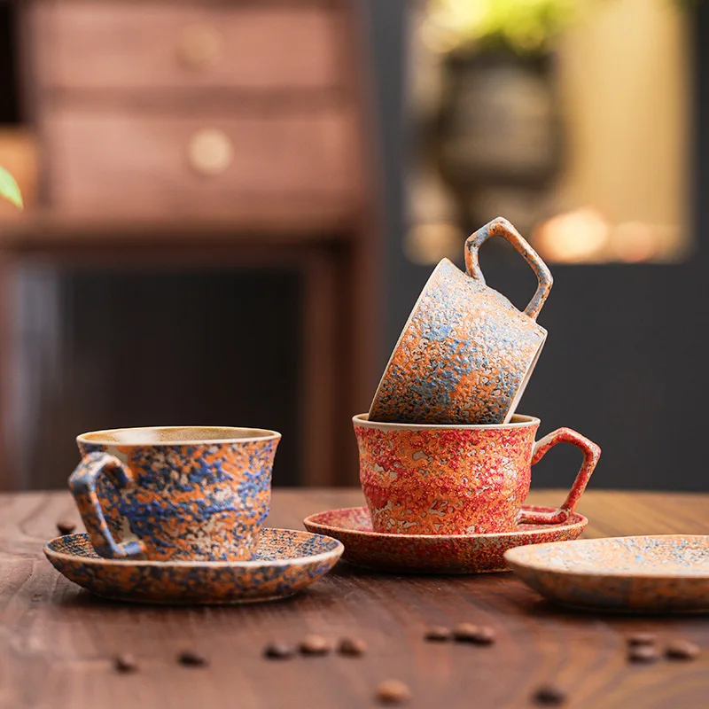 YFY Nordic style ceramic coffee cup saucer light luxury high-end latte flower cup high value coffee cup saucer