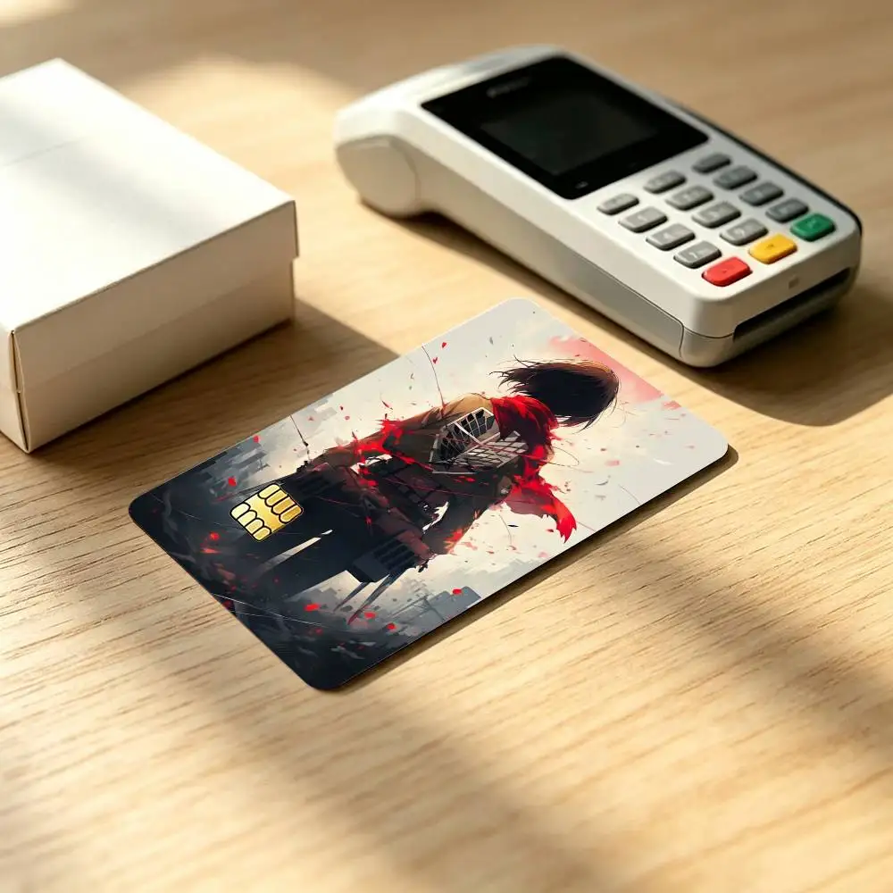 Attack on Titan Mikasa-A Credit Card HD Stickers Game Card Decal Small Chip Waterproof Sticker Gift