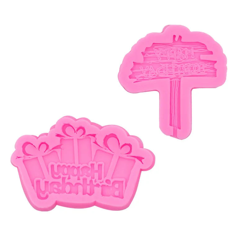 Happy Birthday Inserts Silicone Mold DIY Cake Decoration Chocolate Fondant Mould Baking Accessories 17-723