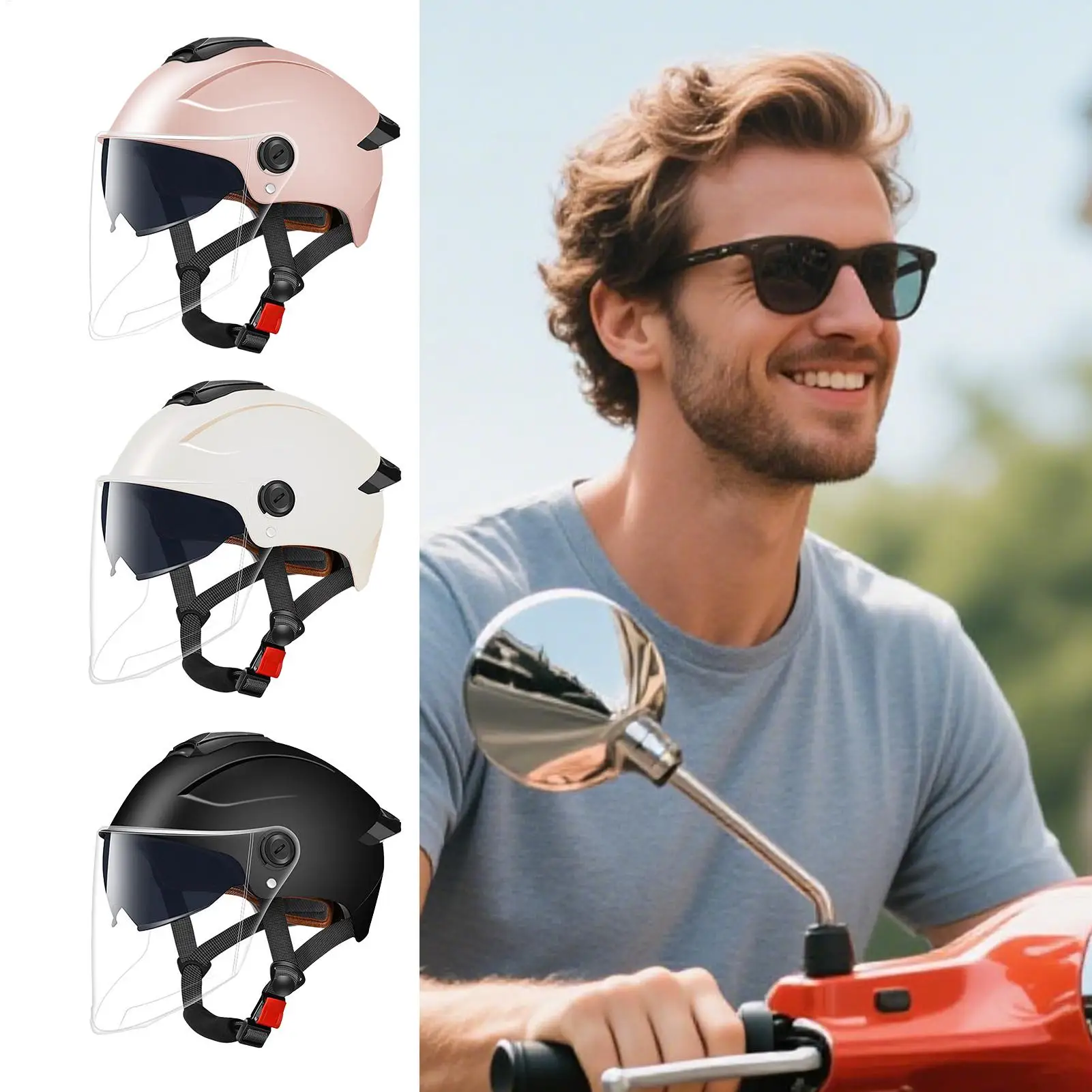 

Adult Motorcycle Helmet Open Face Motorcycle Helmet Breathable Protective Gear Double Visor For Men Women Riding Motorbike