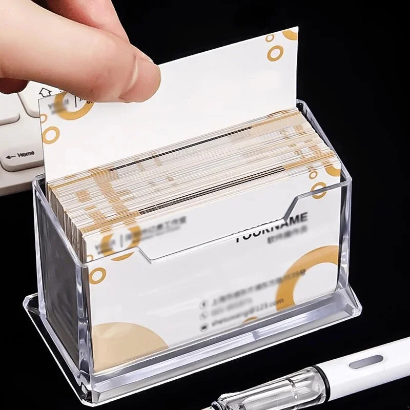 1-8pcs Transparent Business Card Holder Acrylic Display Stand Box Desk Storage Shelf Plastic Desktop Card Holder Office Supplies