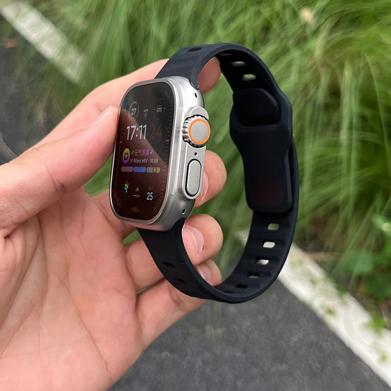 Silicone Strap+case For Apple Watch Band 44mm 45mm Tempered Glass Cover Change To Ultra For lWatch Series 9 8 6 5 7 SE 41mm 40mm