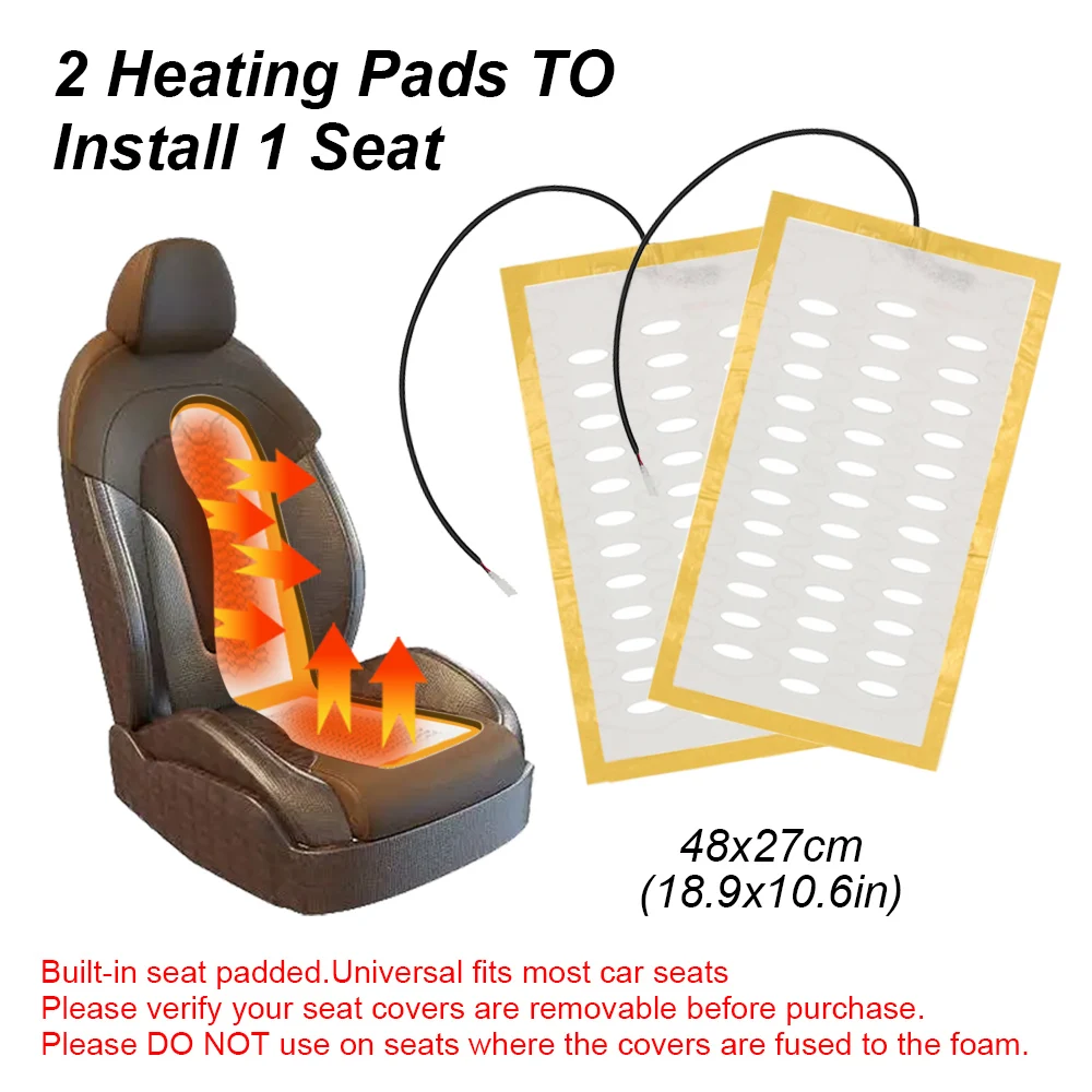 Universal Built-In Car Seat Heater Kit Fit 2 Seats 12V Alloy Wire Heating Pads 3 Levels Square Control Switch Heated System