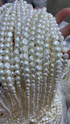 4A Natural FreshwaterCultured Pearls Button Baroque Pearl Strand 5-11mm for Jewelry DIY Pearl Necklace Elegant Lady Gift