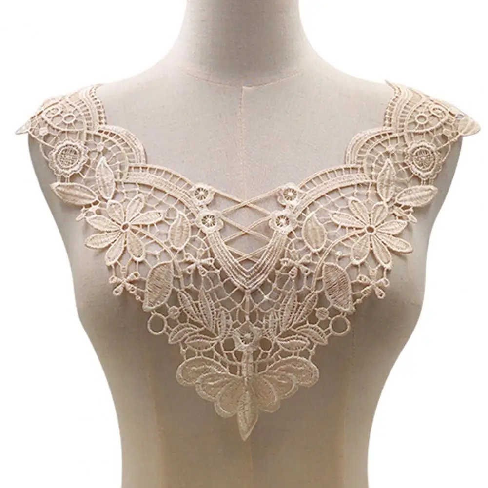 Elegant Lace Design Women's Embroidered Lace Collar Applique for Diy Sewing Supplies Wedding Dress Hollow Out Lace for Costume