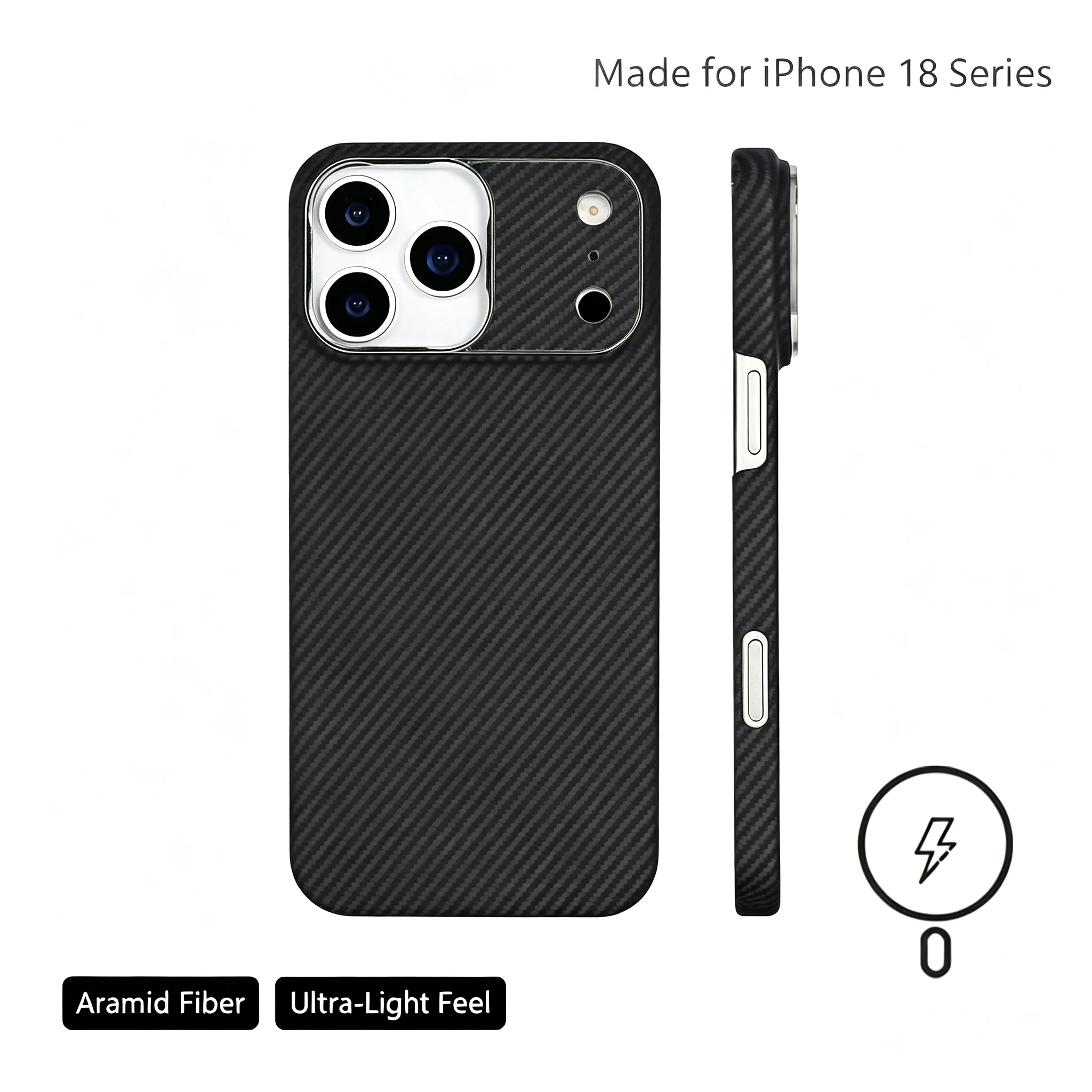 HANNUO Carbon Fiber Pattern Phone Case For iPhone 18 17 Pro Max Cases for Magsafe Magnetic Charging Shockproof Protect Cover