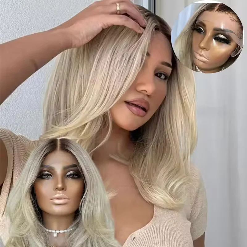 Ombre Light Ash Blonde Highlights  Lace Frontfor Women