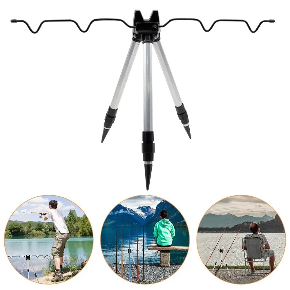 

Telescopic Sea Pole Support Frame Rest Base Load-Bearing Fishing Rod Bracket Adjustable 3-Fold Fishing Tripod Stand Ocean Beach