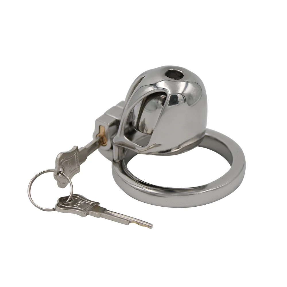 Ergonomic Double-Layer CB Chastity Cage Male Penis Lock with Glans Separator Contoured Ring Curved Base Dual Structure