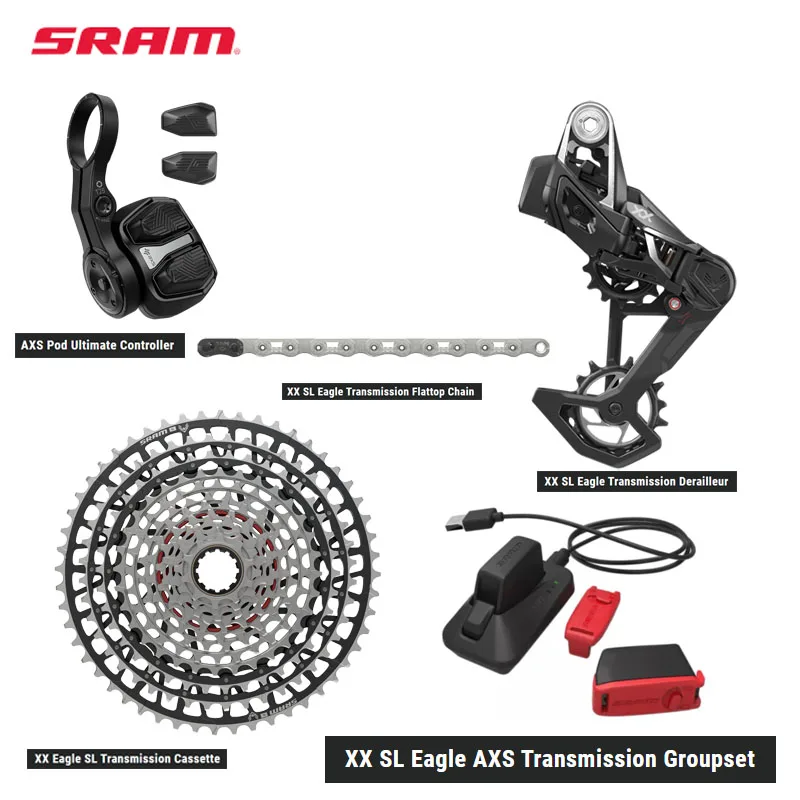 

2023 NEW SRAM XX SL Eagle AXS Transmission Groupset XX SL T-Type Eagle Transmission derailleur 10-52t cassette Pod Ultimate