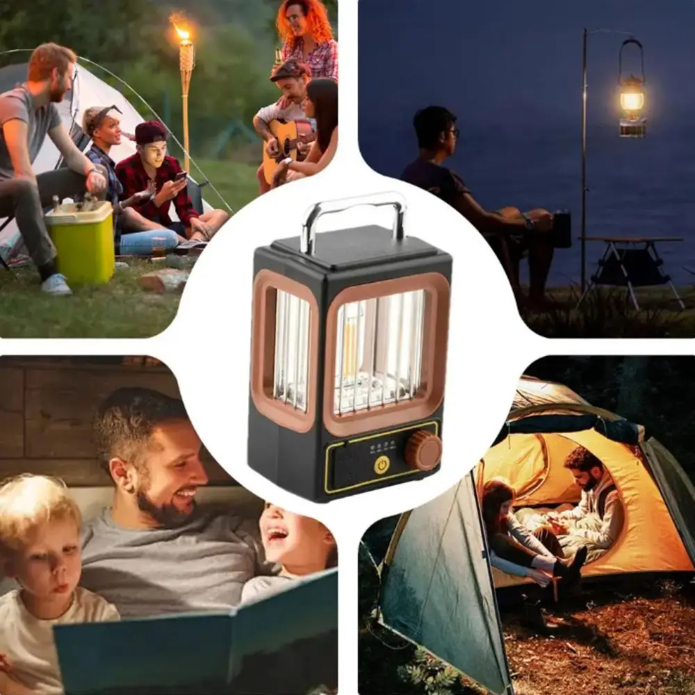 

Stepless Dimming Solar Garden Lamp Rechargeable Battery Waterproof Design Portable Hanging Light Handheld Operation