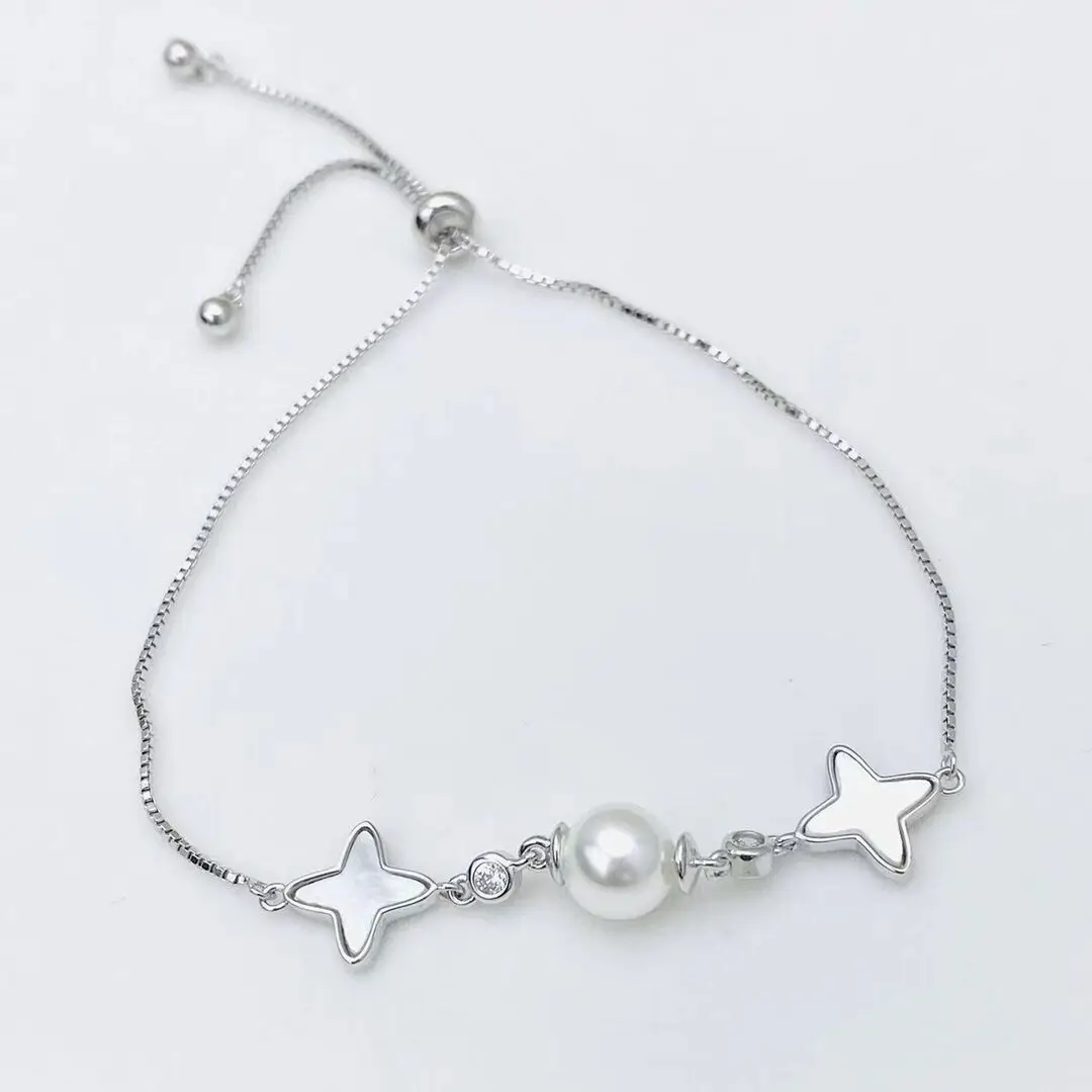 MeiBaPJ 7-8 мм натуральный круглый жемчуг звезда ракушки браслет для женщин очаровательные изысканные свадебные украшения