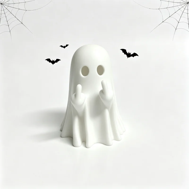 Double Middle Finger Ghost Sculpture, Halloween Fun Ghost Decoration, Mini Desktop Ornament, Creative Novelty Housewarming Gift