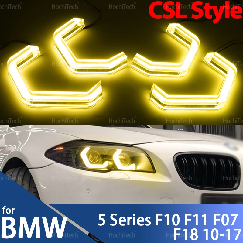 

For BMW 5 Series F10 F11 F07 F18 520i 528i 530i M5 10-17 Retrofit M4 Style Lemon Yellow White Crystal CSL Style Angel Eyes Kit