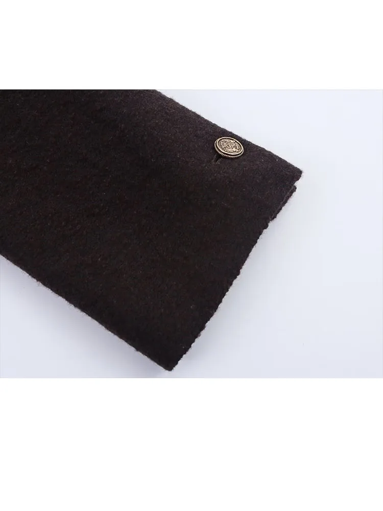 HH المرأة الخريف موضة ريترو الجولة الرقبة قصيرة سترة صوفية الإناث الركاب تنوعا عبق نسيم معطف غير رسمي Mujer #5