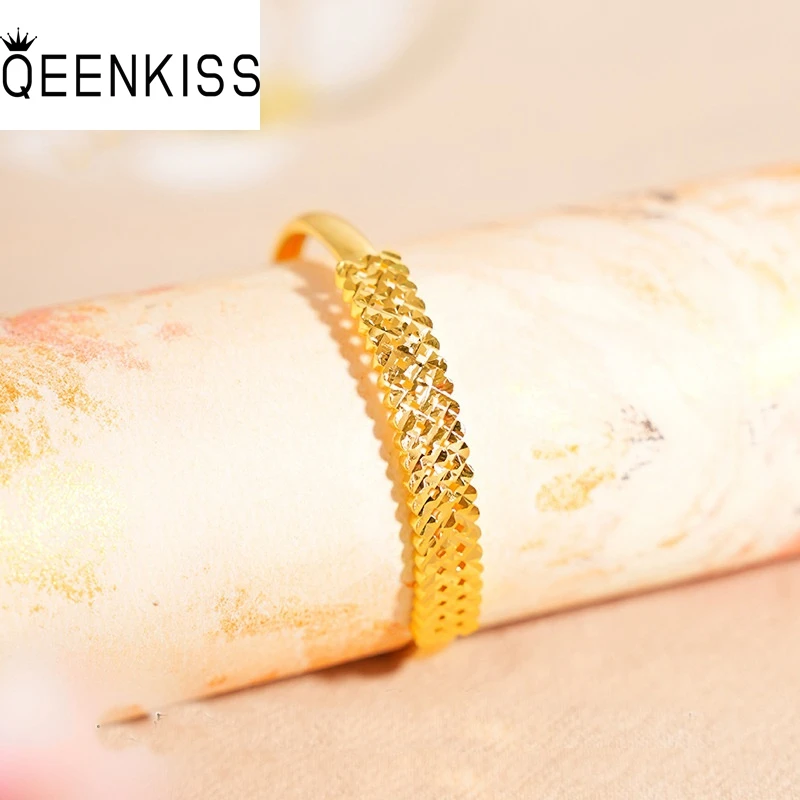 

QEENKISS Gold Shiny Bracelets Bangles For Women Wedding Party Birthday Christmas Bride Mother Girlfriend Ladies Gifts BT5347