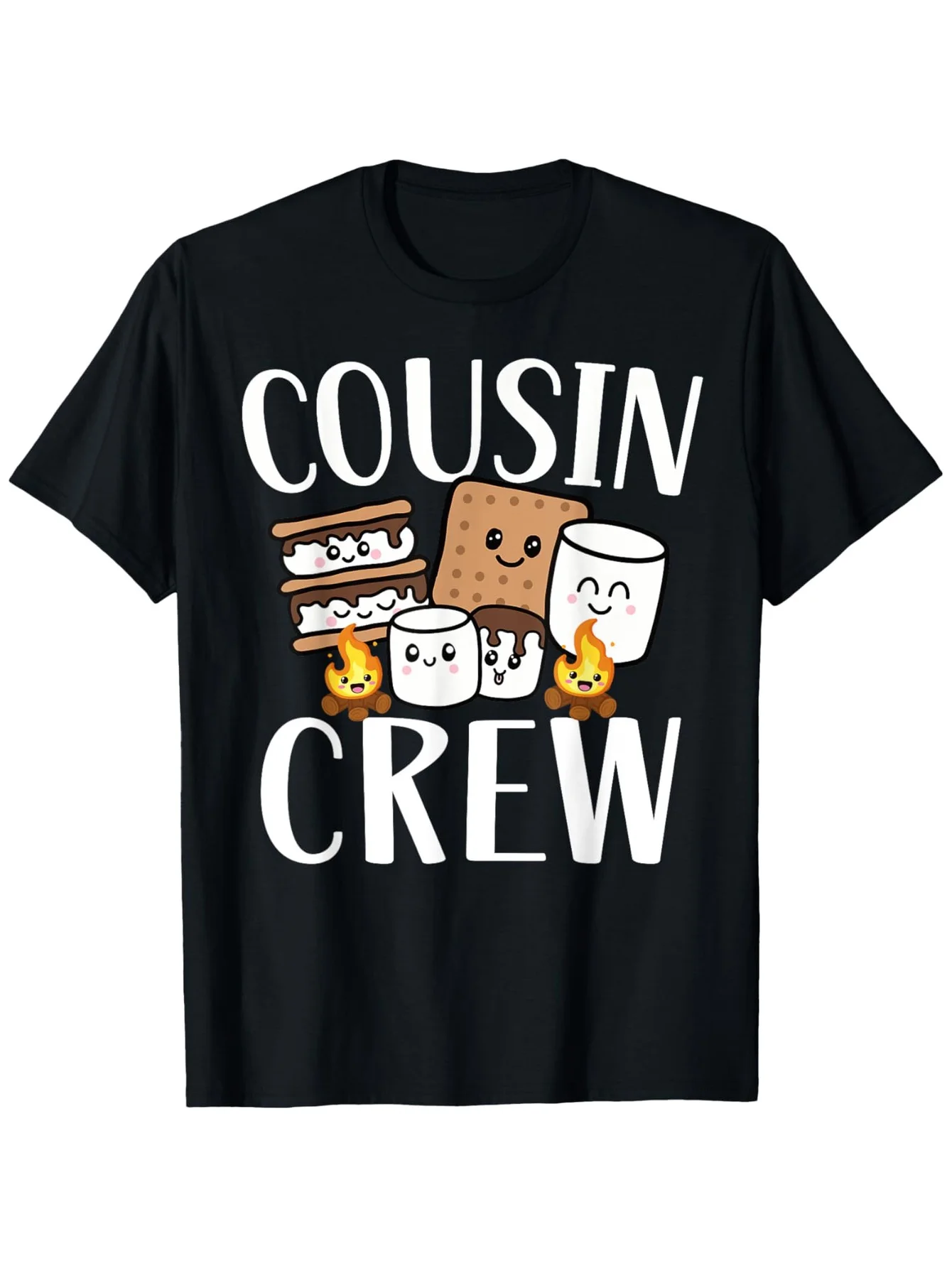 Men's Cousin Crew 2024 Camping Trip & Smore Campfire Group Squad T-Shirt - Soft Breathable Cotton Crew Neck Tee Suitable for, Ca