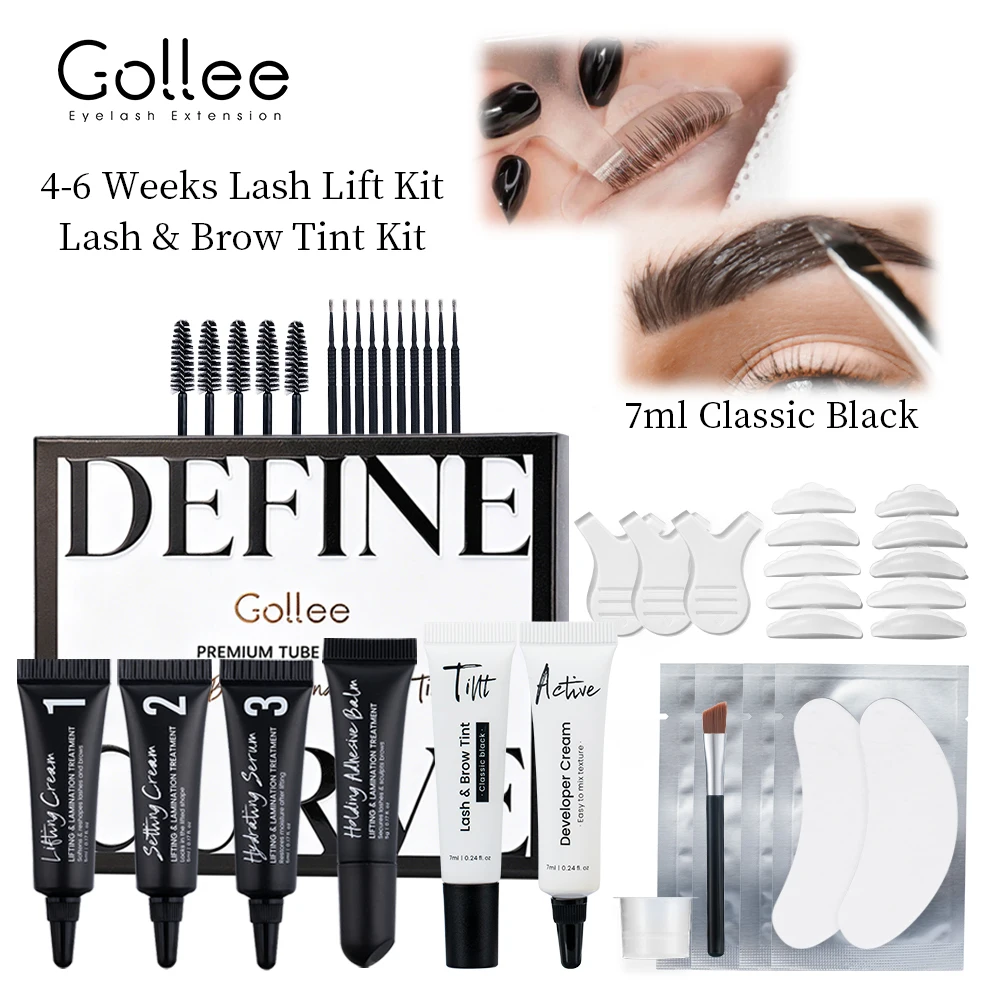 Gollee New Premium Tube Kit Lash and Brow Curling Perm Eyelash Lifting 4-6 Weeks Lashes Perm for Professional and Household Use