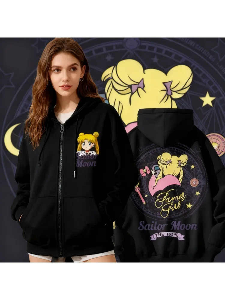 Sweat à capuche unisexe Sailor Moon Anime pour femmes et hommes, veste imprimée Kawaii, Streetwear surdimensionné décontracté, Cosplay, haut tendance d'automne