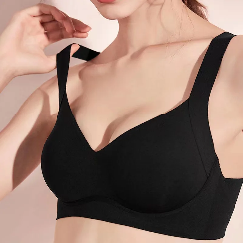 Women's Sexy Nude Seamless Top Women's Underwear Gathered Up, Wide Shoulder Strap Bra, One-piece Anti-sagging Comfortable Bra