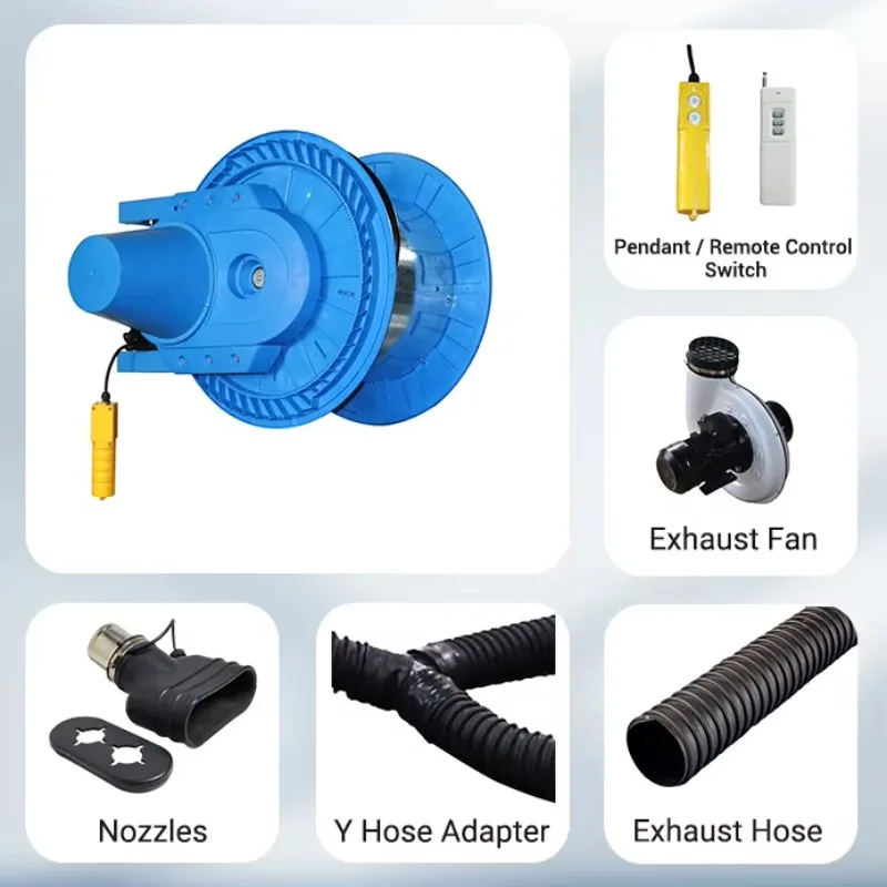 

Automatic electric exhaust hose reel remote control truck smoke exhaust