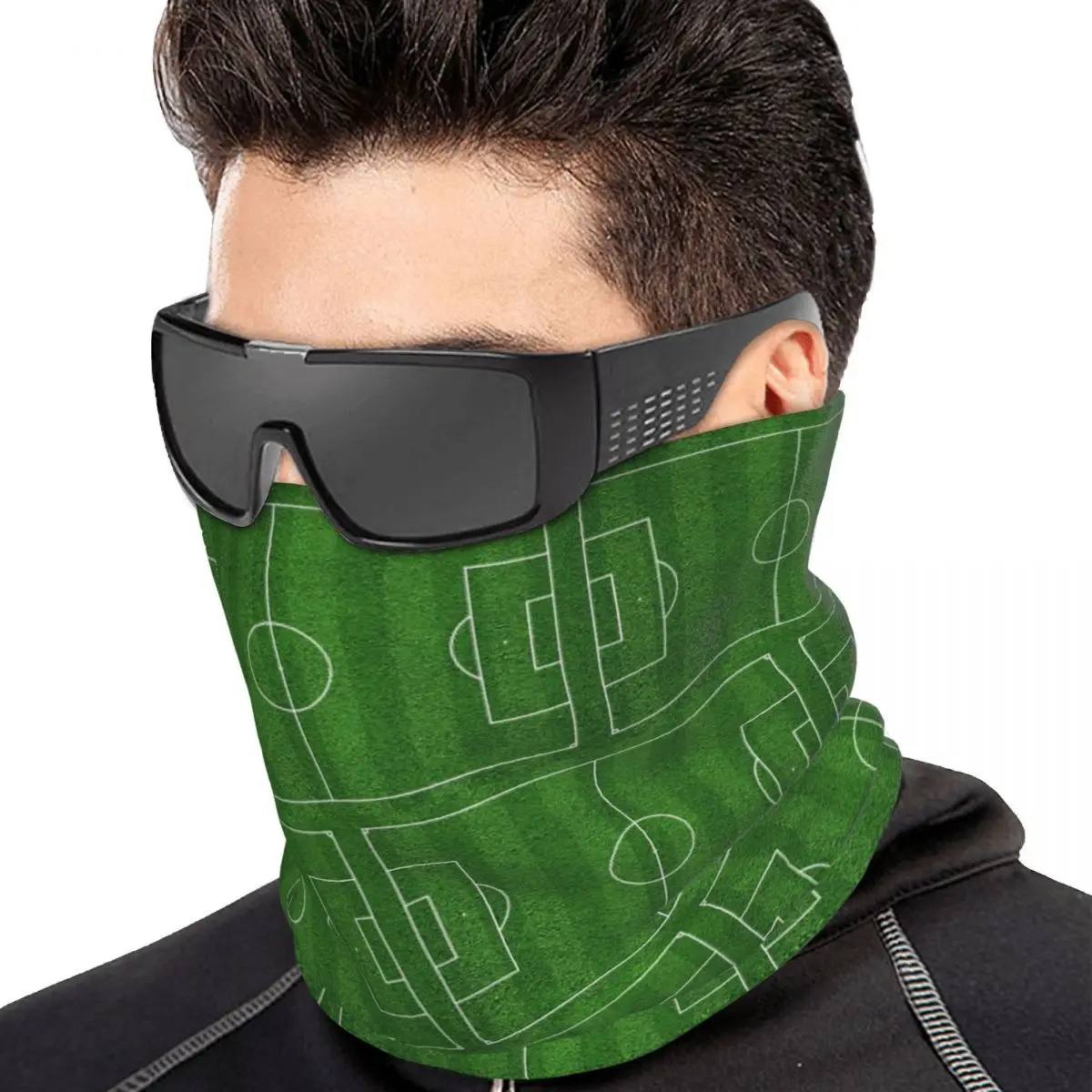 Football Field 10 Multifunctional Elastic Neck Gaiter Wind Proof Face Cover Bandana Unisex for Cycling Hiking Fishing