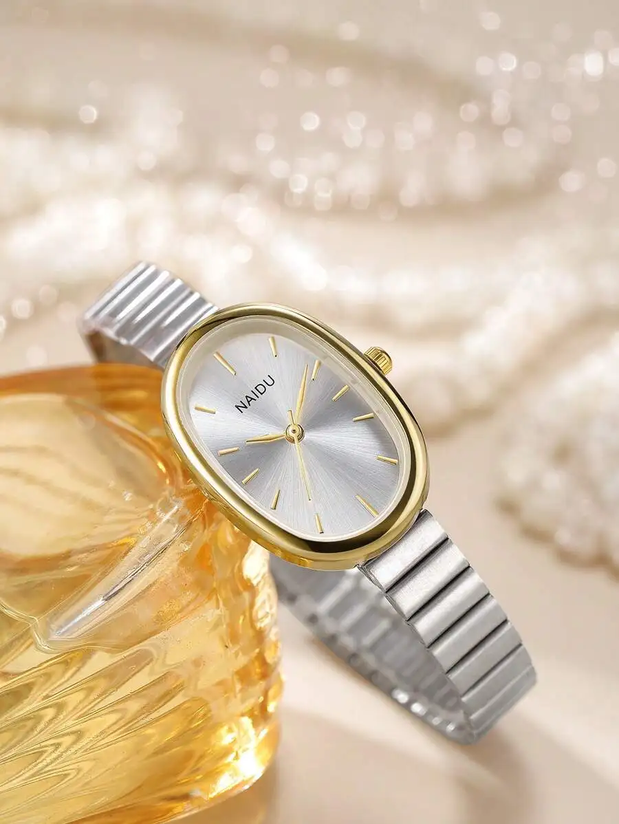 1pc Women's Stainless Steel Strap Simple & Fashionable Quartz Watch, Suitable For Daily Wear And Decoration