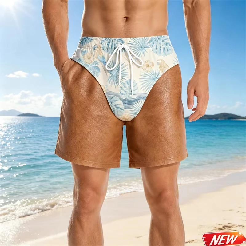 Tropical Fruit Graphic Beach Shorts Funny 3d Print Fake Skin Design Swim Trunks Casual Summer Hawaiian Vacation Family Matching