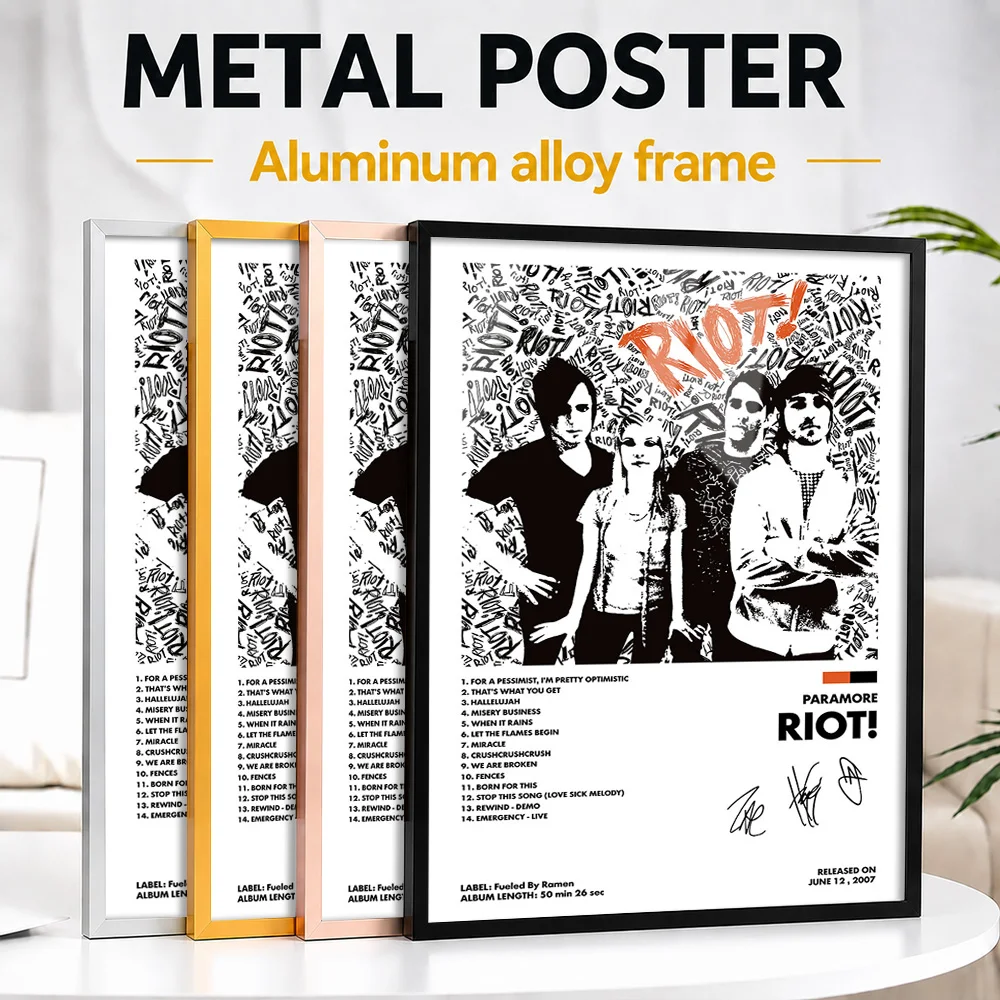 Paramore Riot! Framed Metal Poster Personalized Photo Vibrant Concert Style Wall Art For Recording Studio Unique Listener Gift