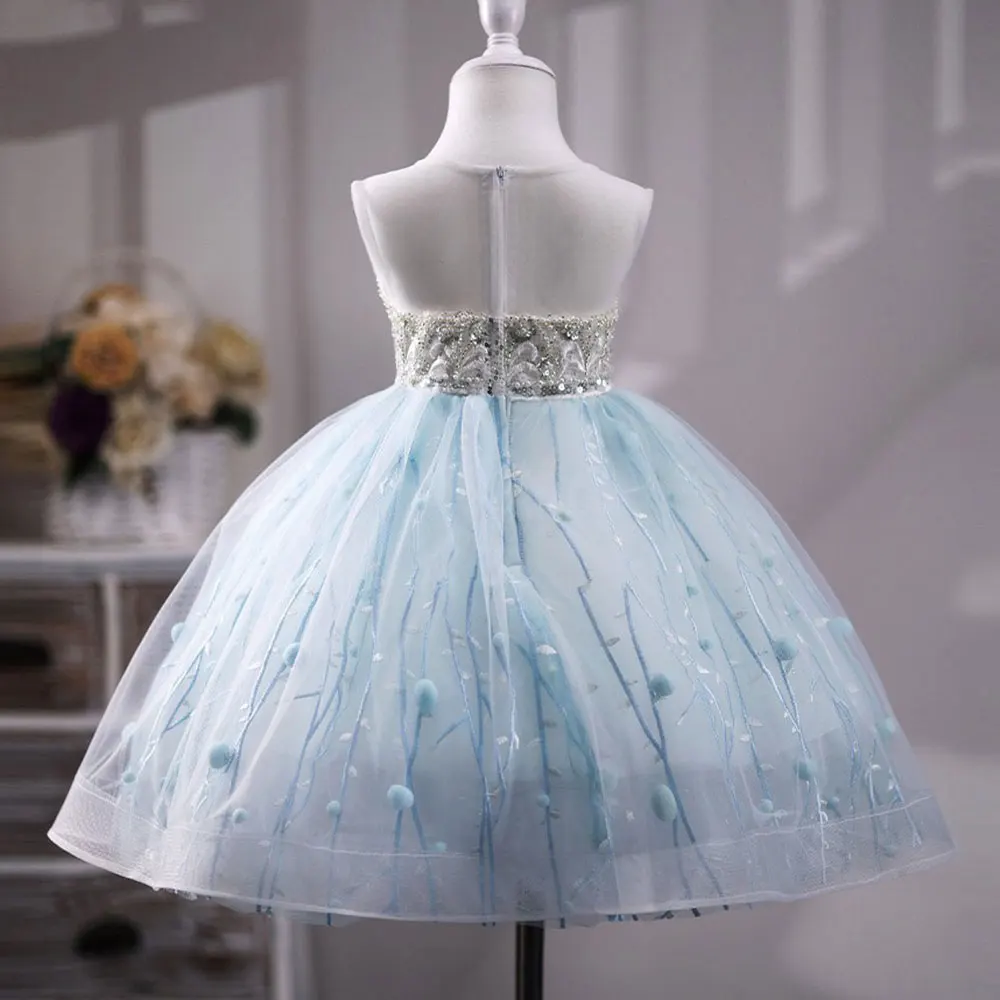 Jill Wish elegante vestito da neonata blu cielo perline perle Dubai principessa bambini matrimonio festa di compleanno abito da sera comunione J227