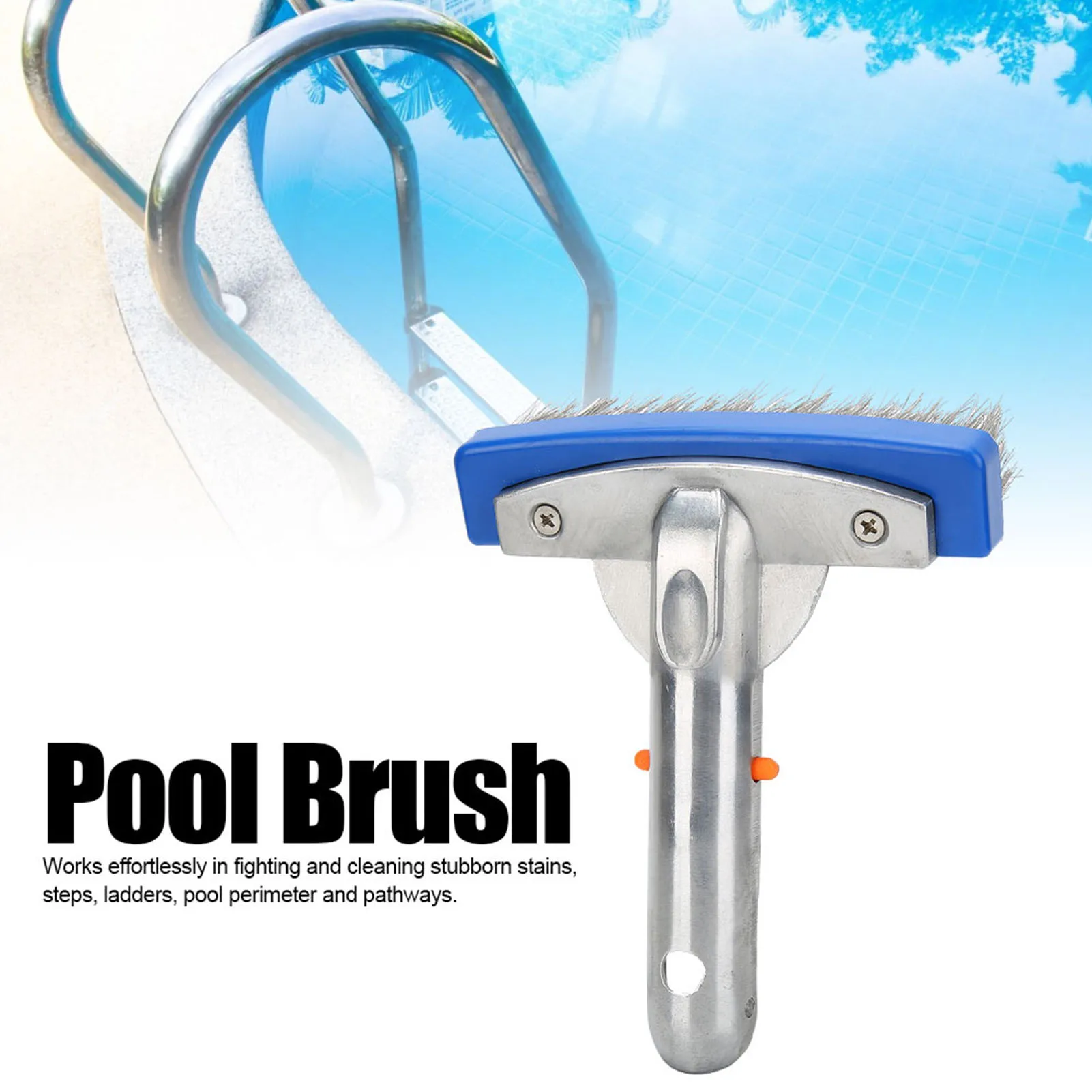 Swimming Pool Cleaner 5.5in Swimming Pool Stainless Steel Brush for Spa Pond Floor Wall Cleaning Equipment Pool Cleaner Brush