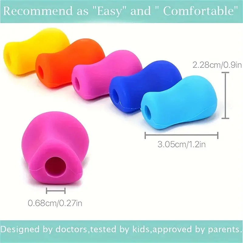 Silicone escrita caneta aperto postura correção dispositivo para estudantes, escrita, macio, crianças, aprendizagem, ajuda, 5-10pcs