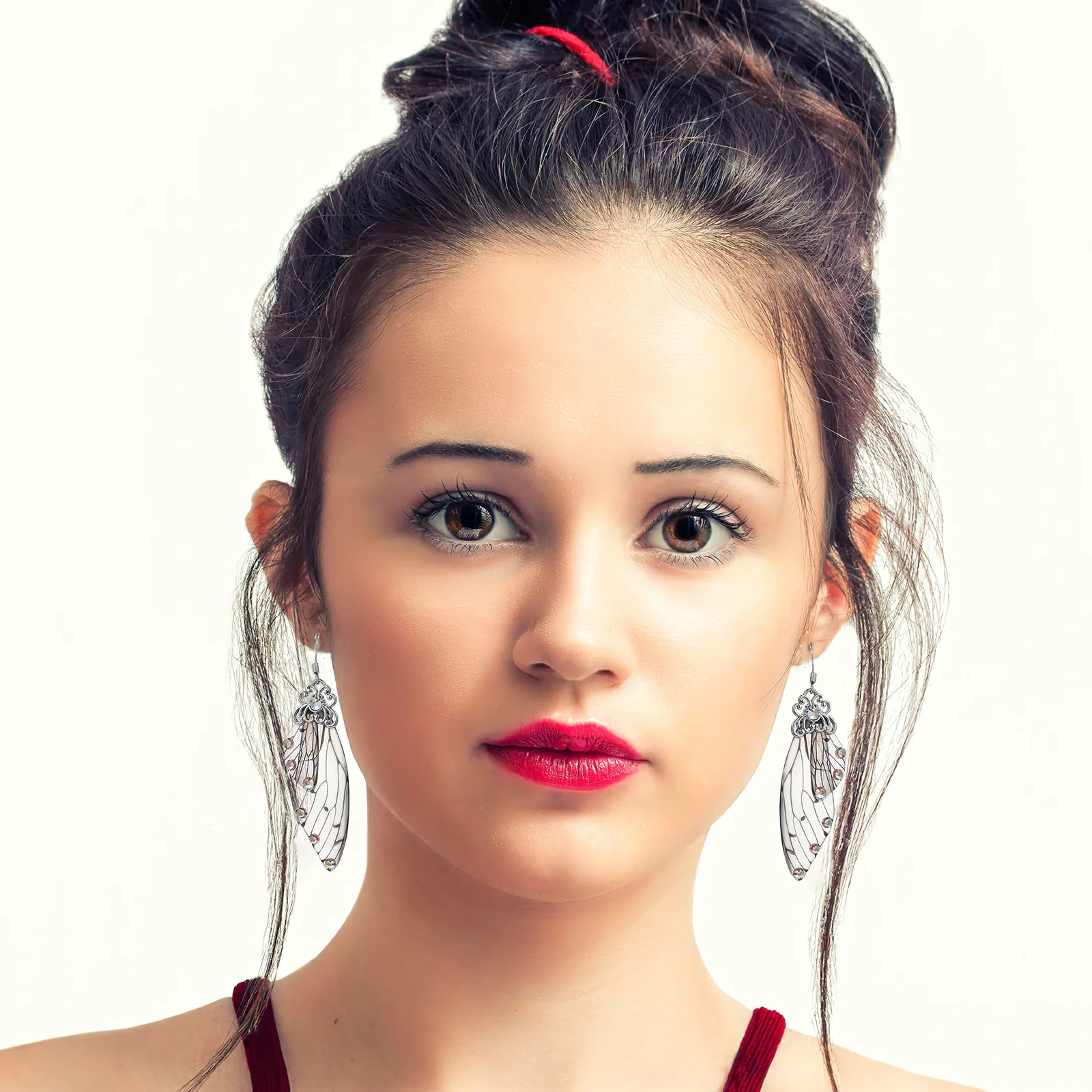 

1 Pair Butterfly Wing Earrings For Women Simulated Dangle Drop Fairy Jewelry Lightweight Vintage Style Long Earrings Bohemian