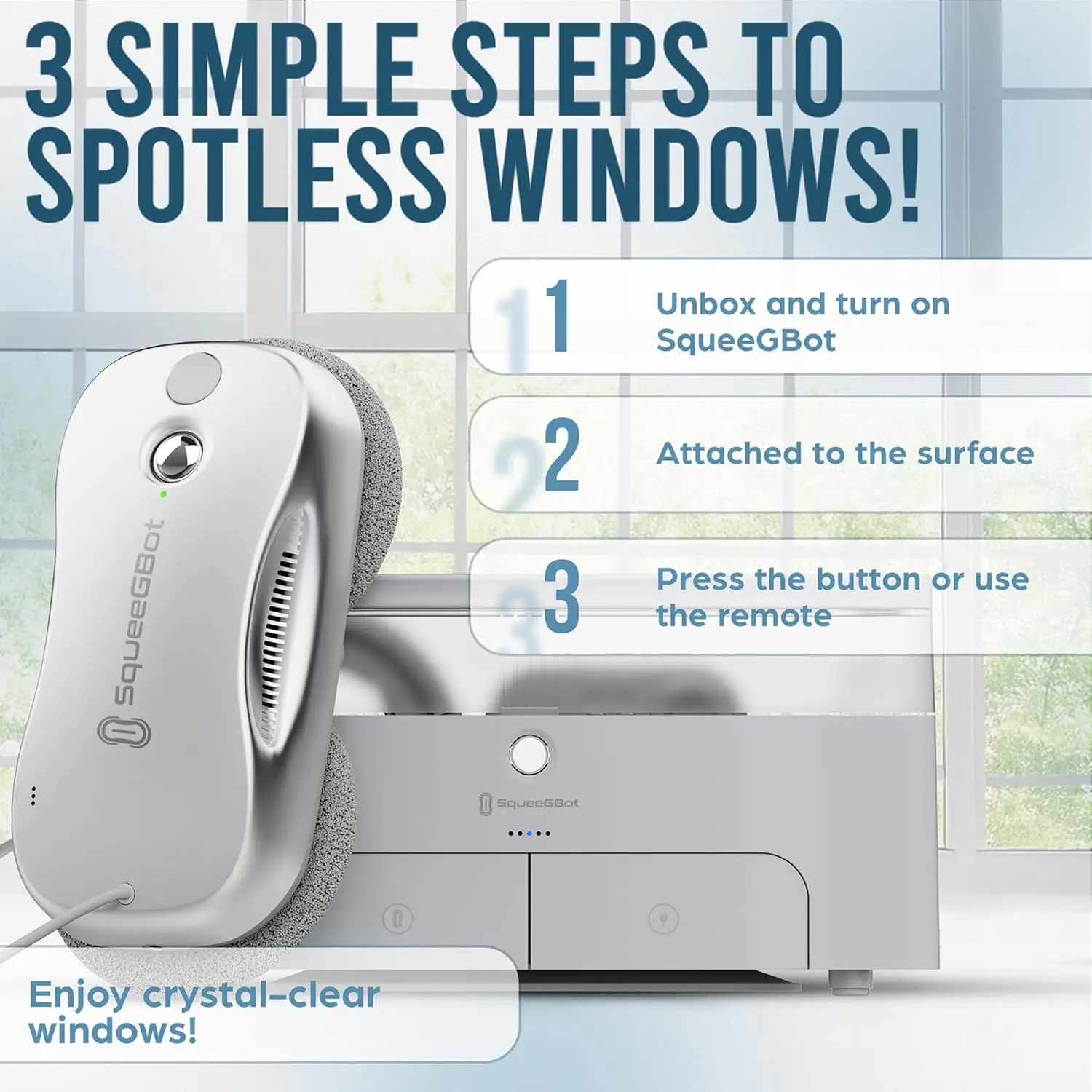 Cleaning Robot Ideal for Panoramic Windows, Tiles, Mirrors, Robot Windows Cleaner with Intelligent AI 5.0 Navigation, Electric W