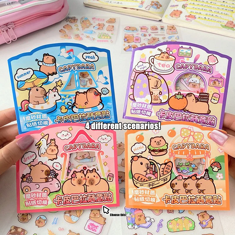 3Sheets Transparent Kawaii Anime Capybara Sticker Cartoon Waterproof Capybara DIY Handbook Decoration Children Stickers Gifts