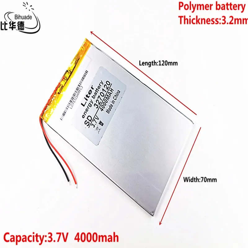 Liter energy battery 3.7V,4000mAH 3270120 (polymer lithium ion battery) Li-ion battery for tablet pc 7 inch 8 inch 9inch