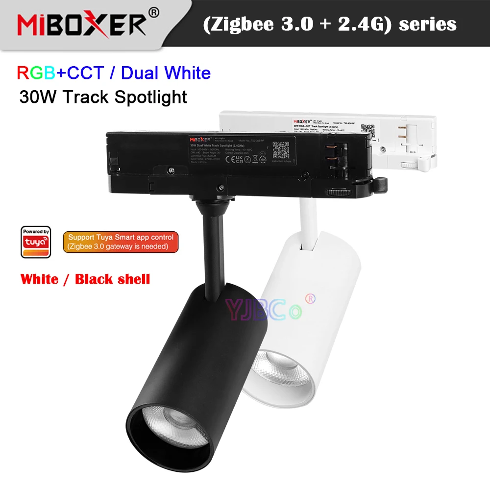 Miboxer Zigbee 3.0 30W RGBCCT LED Track Light Tuya APP 2.4G Dual White Spotlight Rail type Ceiling RF Remote control 110V 220V