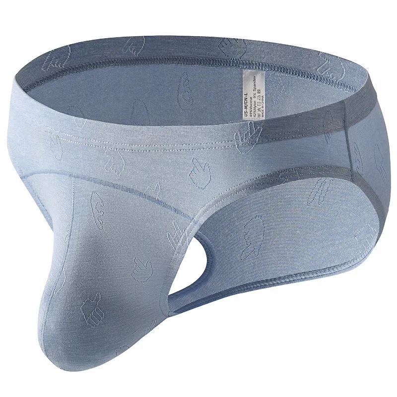 Men's Bulge Briefs Modal Gays Sexy Low Rise Large Pouch Underwear Jacquard Pattern Breathable Knicker Sexy Comfortable Underwear