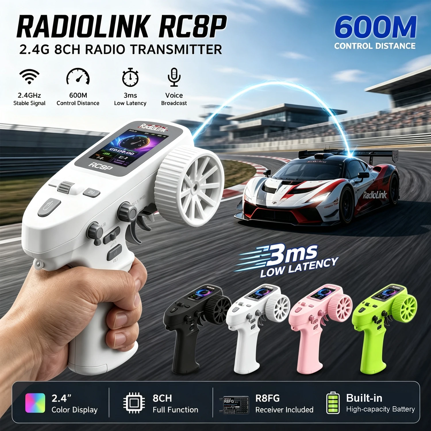 Radiolink RC8P 8CH 2.4GHz RC Controller R8FG Receiver Voice Prompt 2.4