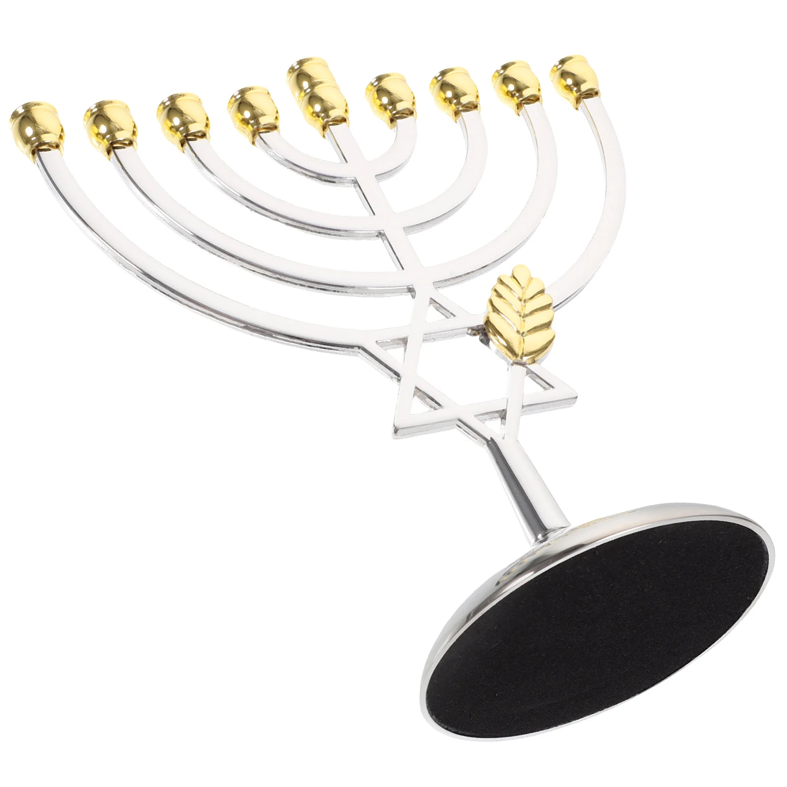 

Nine-headed Candlestick Holder Hanukkah Metal Ornament Decorate Simple Holders Tealight Stand Tabletop Base