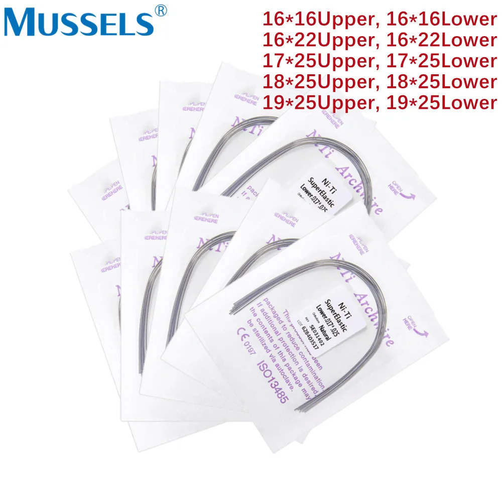100PC=10Pack Orthodontic Nitinol Arches Wire Dental Super Elastic Niti Archwires Natural Form Round Rectangular Dentist Material