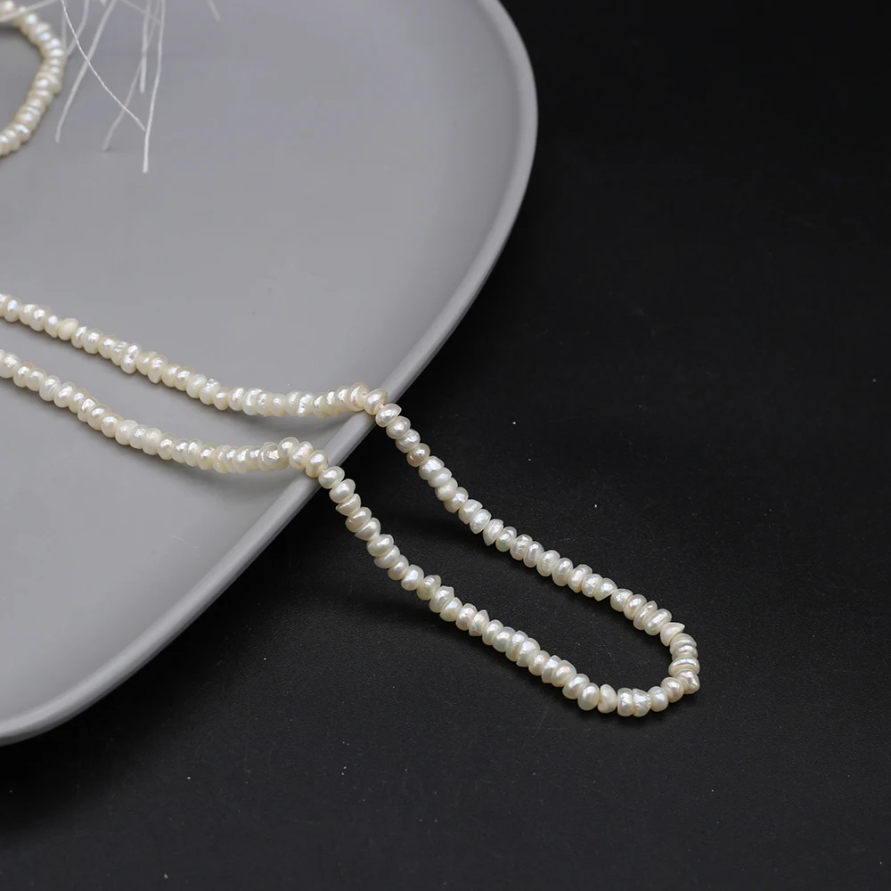 3-4mm Natural Zhuji Freshwater Culture Pearl Beads Irregular Flat Bead for Jewelry Making Diy Necklace Bracelets Accessories